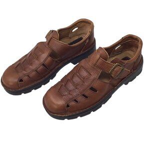 Duck Head Fisherman Sandals Shoes Leather Mens 8.5 M Brazil Brown Casual Comfort